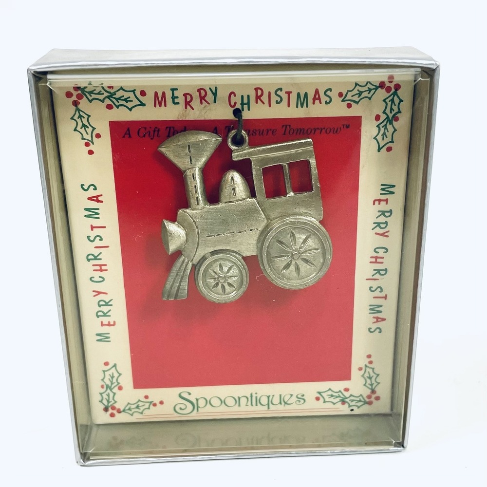 Vintage Spoontiques Pewter‎ Christmas Ornament - Old Store Stock - Train Engine